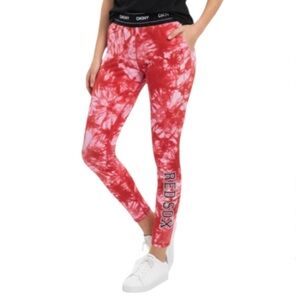 DKNY SPORT MLB “Boston Red Sox” Red Tie Dye Leggings (NWT) (Size: Small)